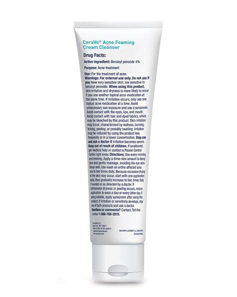 Acne Foaming Cream Cleanser Benzoyl Peroxide Treatment Cerave