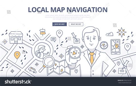 Doodle Design Style Concept Map Navigation Stock Vector (Royalty Free) 300276233 | Shutterstock