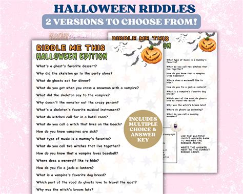 Halloween Riddles Printable for Kids Riddle Me This - Etsy