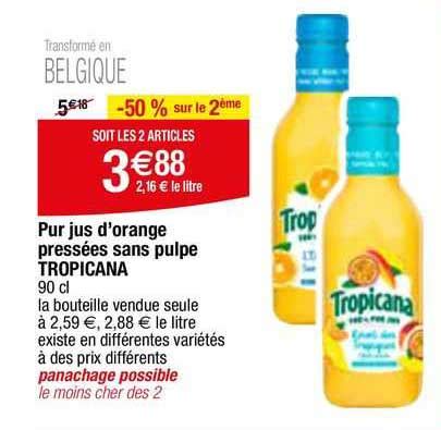 Promo Pur Jus D Orange Press Es Sans Pulpe Tropicana Chez Migros France