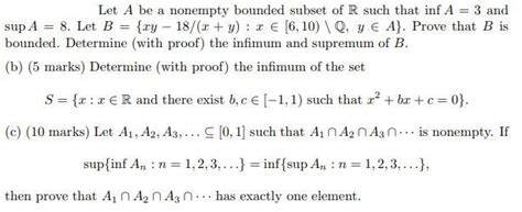 Solved Let A Be A Nonempty Bounded Subset Of R S Solutioninn