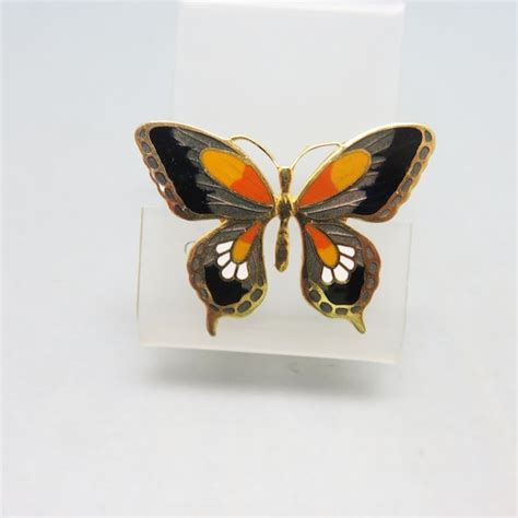 S Vintage Butterfly Cloisonne Enamel Brooch Mint Gem