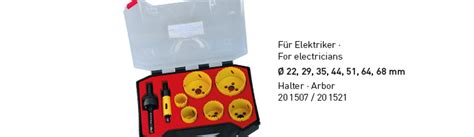 Bi Metall Lochsägen Set Nr 20 1501 für Elektriker 9 tlg Sekinger