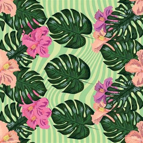 Floral Exotic Tropical Seamless Pattern Tropic Hawaiian Wallpaper