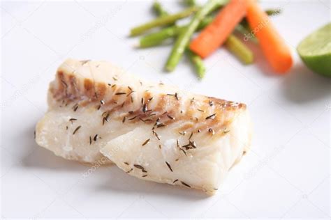 Grilled cod fish steak — Stock Photo © piyato #32018515