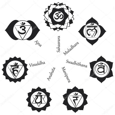 Pictogramme d'icônes de chakra. Concept de chakras utilisé dans l ...