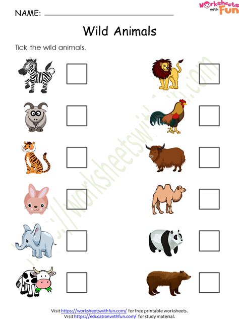 Topic Wild Animals Worksheets Environmental Science Preschool Wwf