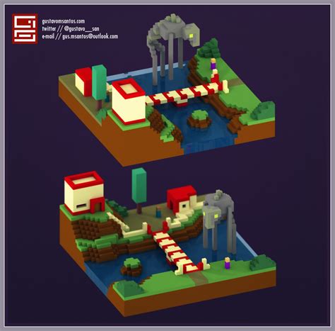 3d Voxel Models Done Using Game Inspiration Pixel Art Character Design