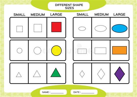 Tamanhos Diferentes Da Forma Pequeno Médio Grande Aprendendo Formas