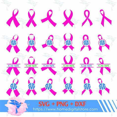 Cancer Ribbon Monogram Svg Png Dxf