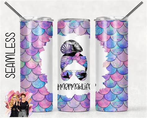 Seamless Sublimation Tumbler Designs Mermaid Mom Life Mom Bun Etsy