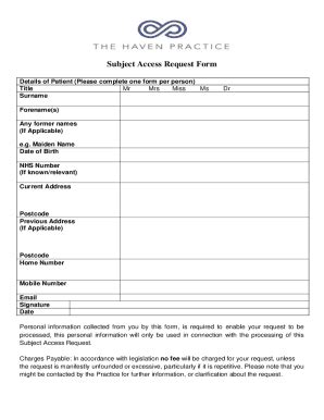 Fillable Online Subject Access Request Form Your Personal Details Fax