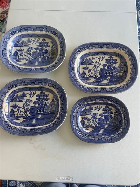 Wedgewood Blue Willow Platter Set Of Four Lr 7686