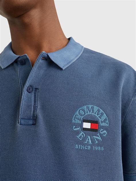 Polo De Algodón Orgánico Con Logo Bordado Azul Tommy Hilfiger Men