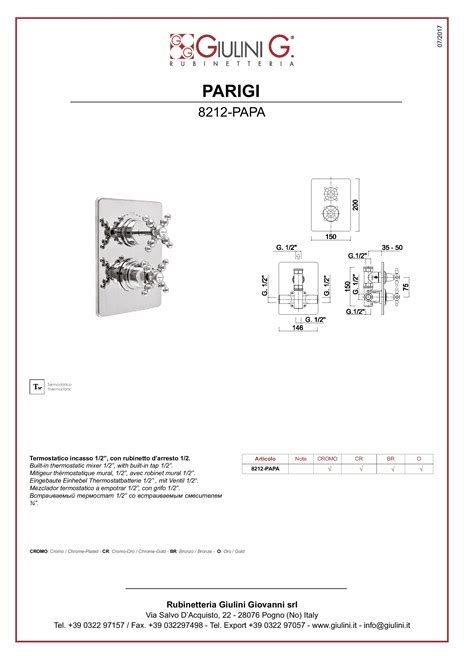 PARIGI 8212PAPA Grifo para ducha termostático con 2 orificios By