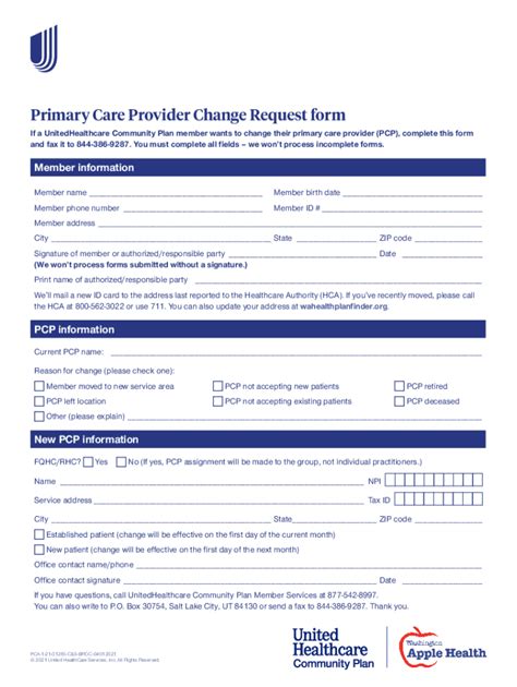 Fillable Online Michigan Pcp Change Request Form Uhcprovider Fax