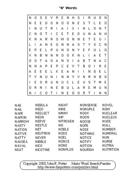 John S Word Search Puzzles N Words