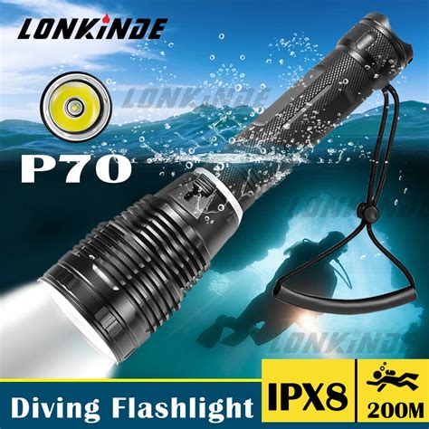 Super Bright Xhp Diving Flashlight Ipx Highest Waterproof Rating