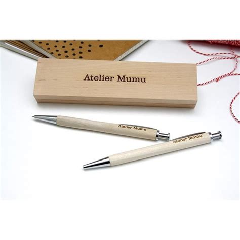 Coffret Stylo Et Porte Mine Personnalis S En Bois Avec Triple Gravure