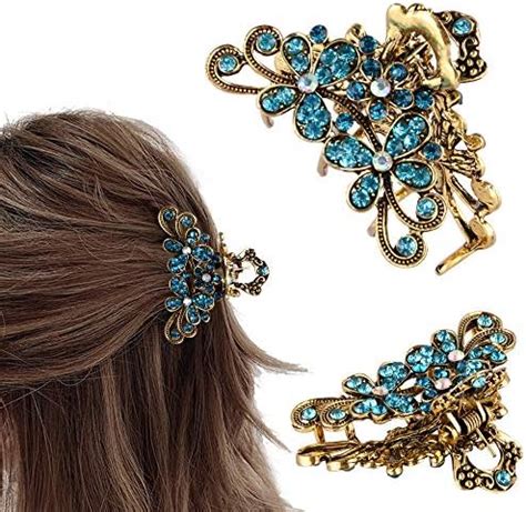 Amazon CROWN GUIDE Vintage Rhinestone Hair Claw Crystal Jaw Clips