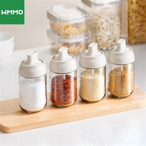 WMMO Seasoning Jar With Integrated Spoon Cover Food Grade Lead Free