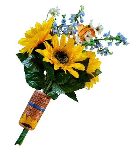 Leather Tooled Sunflower Wedding Bouquet Wrap Got Style Now