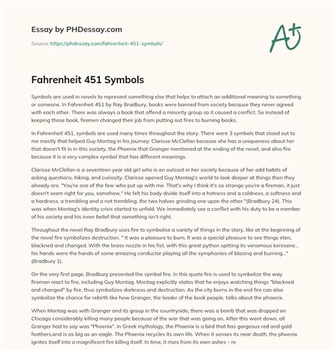 Fahrenheit 451 Symbols (500 Words) - PHDessay.com