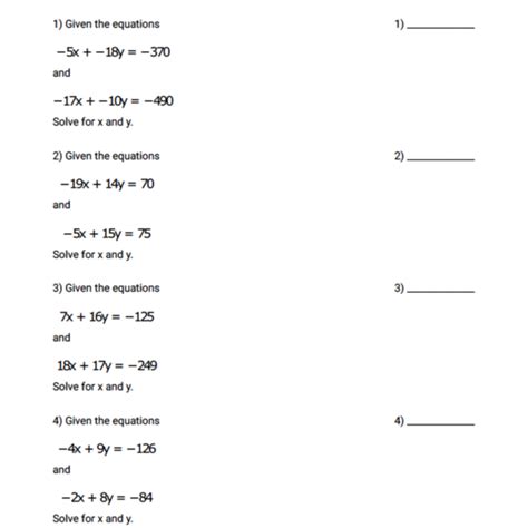 Algebra Linear Equations Worksheet Series 2 Geek Slop Online