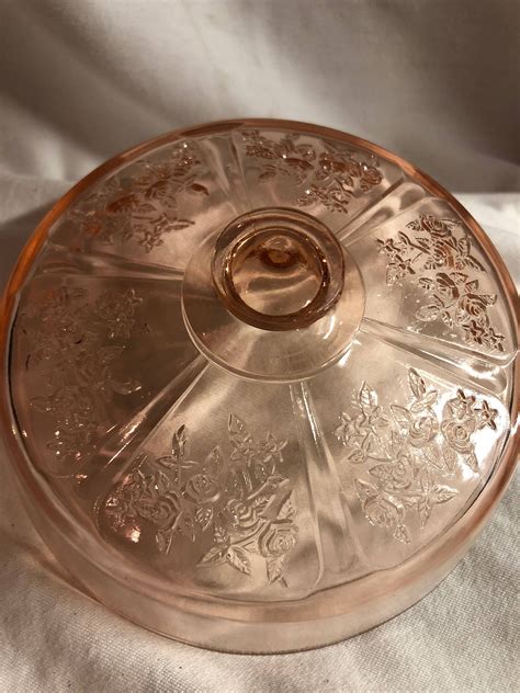 Antique Blush Pink Depression Glass Butter Candy Dish