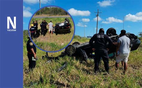 Volcadura en la Mérida Progreso deja dos lesionados