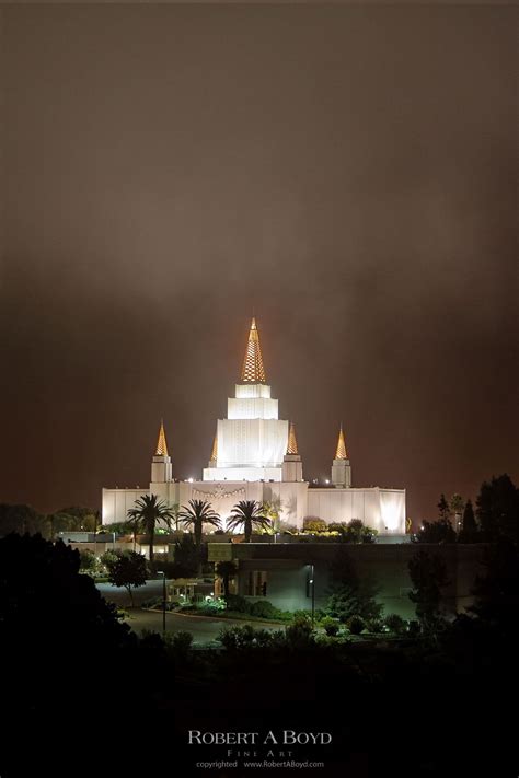 Oakland California Temple Night Fog. Robert A. Boyd Fine Art and LDS Temples