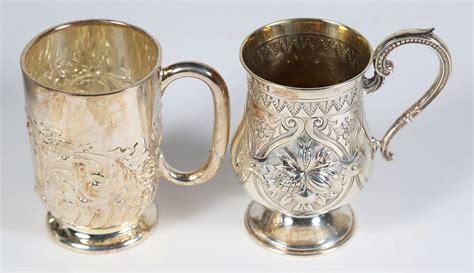 Group Of Six 19th Century Sterling Silver Christening Cups Group Of Six Sterling Silver