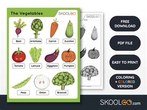 The Vegetables Free Worksheet Skoolgo