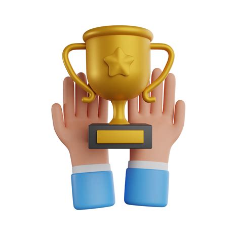 3D Hand Holding Trophy Cup 3d Trophy Cup In Hand Icon 3d Celebrate