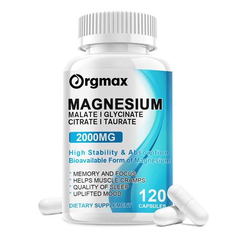 Buy Orgmax Triple Magnesium Complex 2000mg Of Magnesium Glycinate Malate Citrate And Taurate