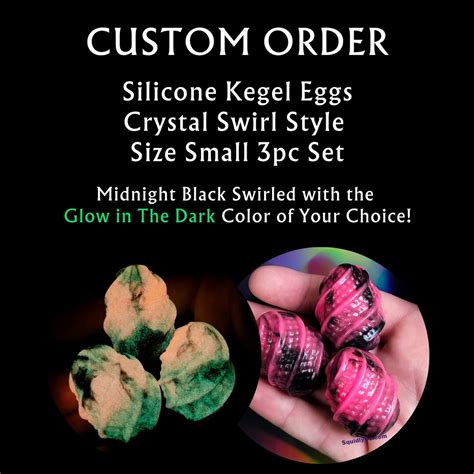 Small Clutch Of 3 Crystal Swirl Glow And Black Swirled Kegel Eggs Custom Fantasy Silicone Eggs