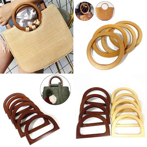 Bag Round Wood Purse Handle Replacement Diy Handbag Handle Ring Accessories Handmade Fashion