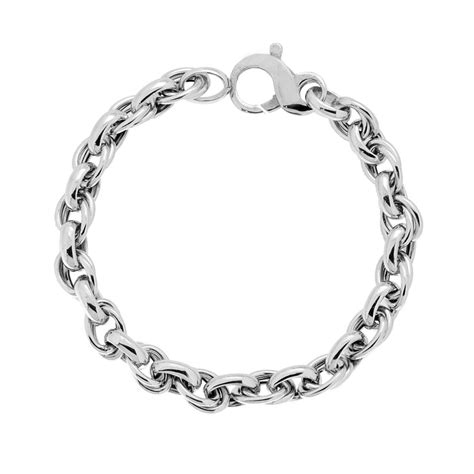 Bracciale Catena Multimaglia Ovale Vuota Cm 19 In ARGENTO 925 Galvanica