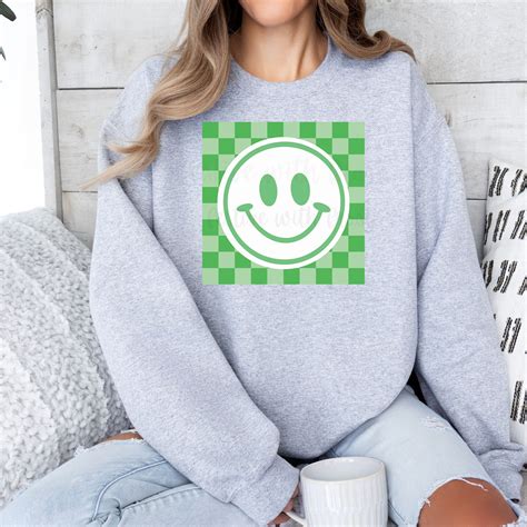 St Patricks Day Smiley Face Checkered Png St Patricks Sublimation Pod