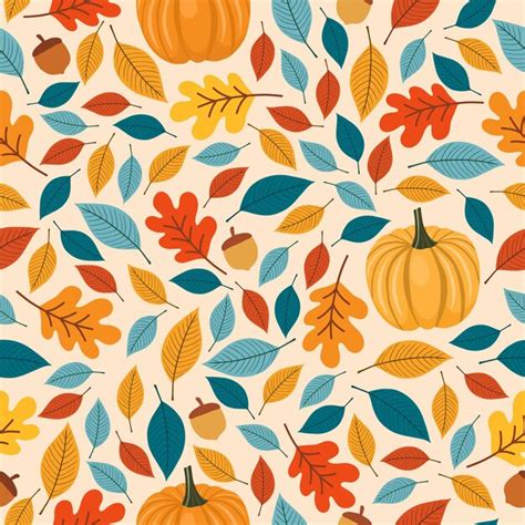 Premium Vector Seamless Pattern With Autumn Leaves Acorns And Oak