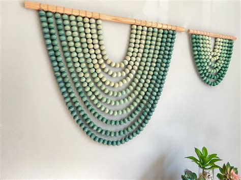Boho Wood Bead Ombre Wall Hanging Tapestry - Etsy | Wall hanging diy