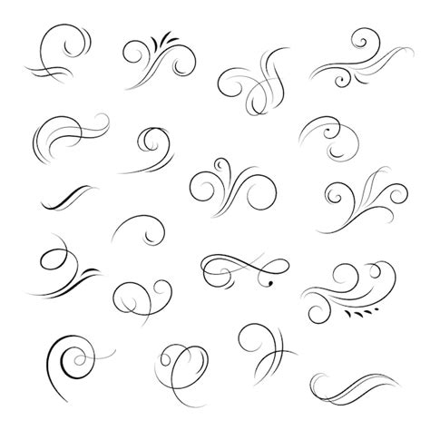 Premium Vector Hand Drawn Flourishes Swirls Calligraphic Wedding