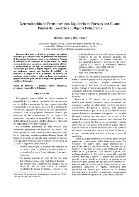 PDF Determinación de Prensiones con Equilibrio de Fuerzas con