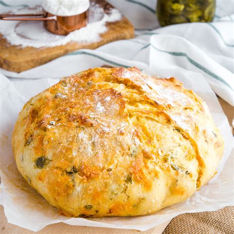 Easy No Knead Jalapeno Cheese Artisan Bread Jalapeno Cheese Cheddar Cheese Jalapeno Bread