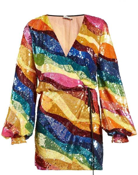 Attico Rainbow Striped Sequin Dress Multi Color Sequin Dress Rainbow