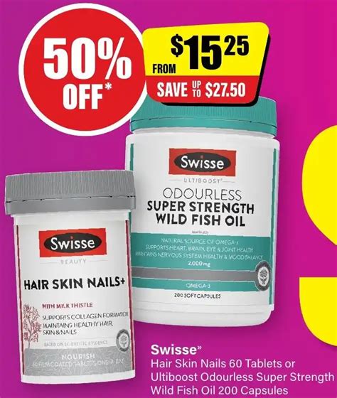 Swisse Hair Skin Nails 60 Tablets Or Ultiboost Odourless Super Strength