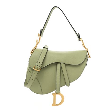 Christian Dior Grained Calfskin Saddle Bag With Strap Ethereal Green 1328651 Fashionphile