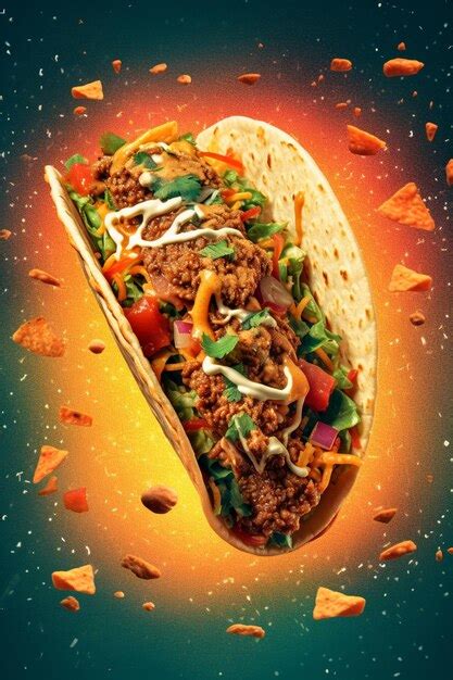 Premium Photo There Is A Taco With Meat And Vegetables On It In The