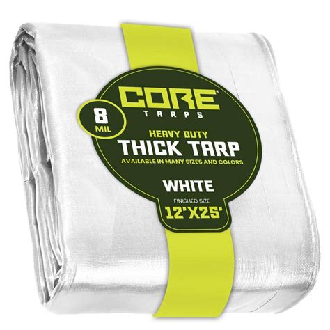 CORE TARPS 12 Ft X 25 Ft White 8 Mil Heavy Duty Polyethylene Tarp