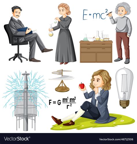 Set of famous person in science Royalty Free Vector Image